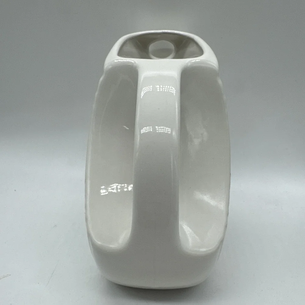 FIESTA Small Disc Disk Pitcher Holly Ribbon Christmas Creamer White 28 Oz